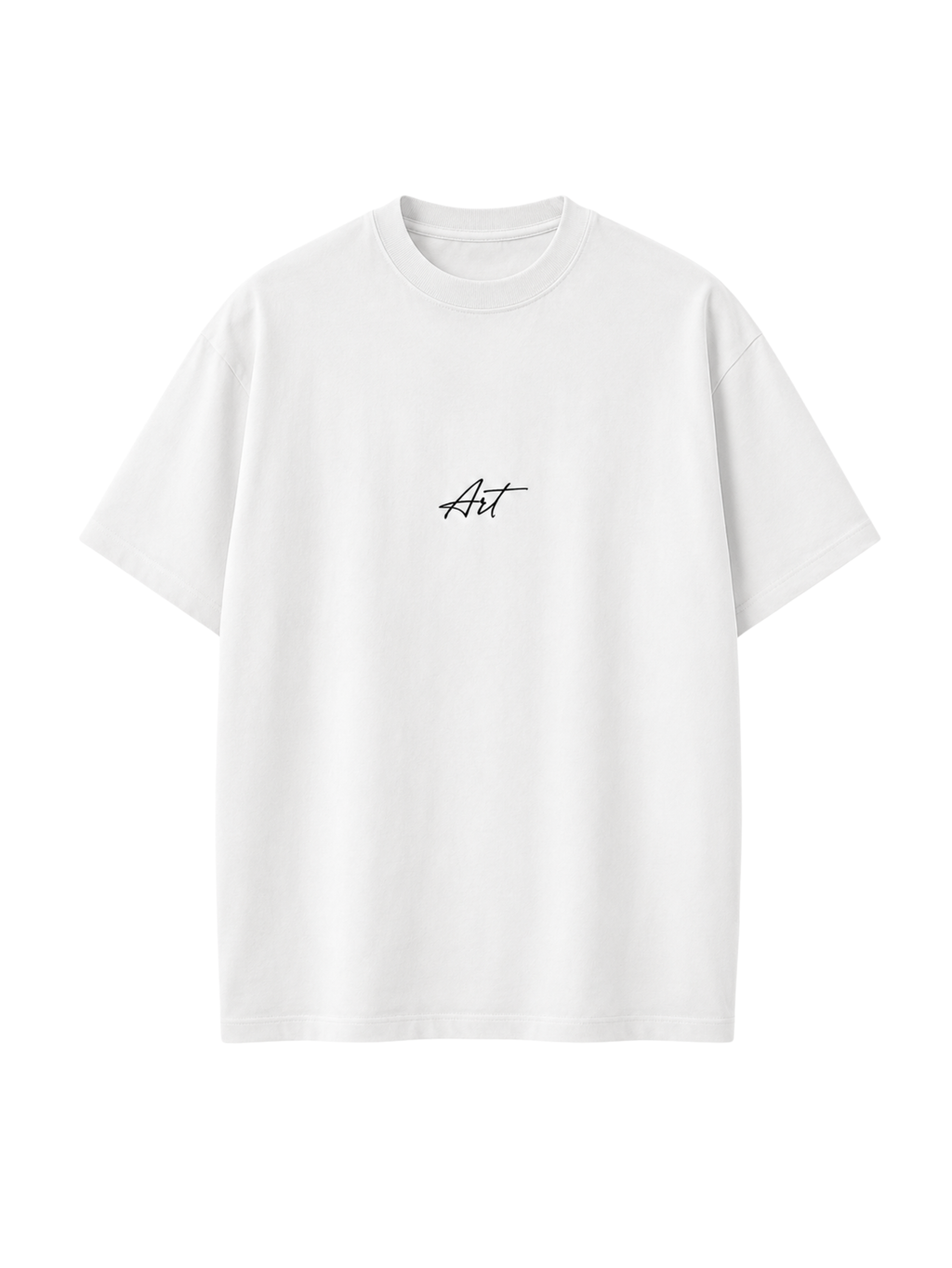 Undying Canvas oversized white t-shirt featuring minimalist Art typography on the front by SYIN & SYRAH
