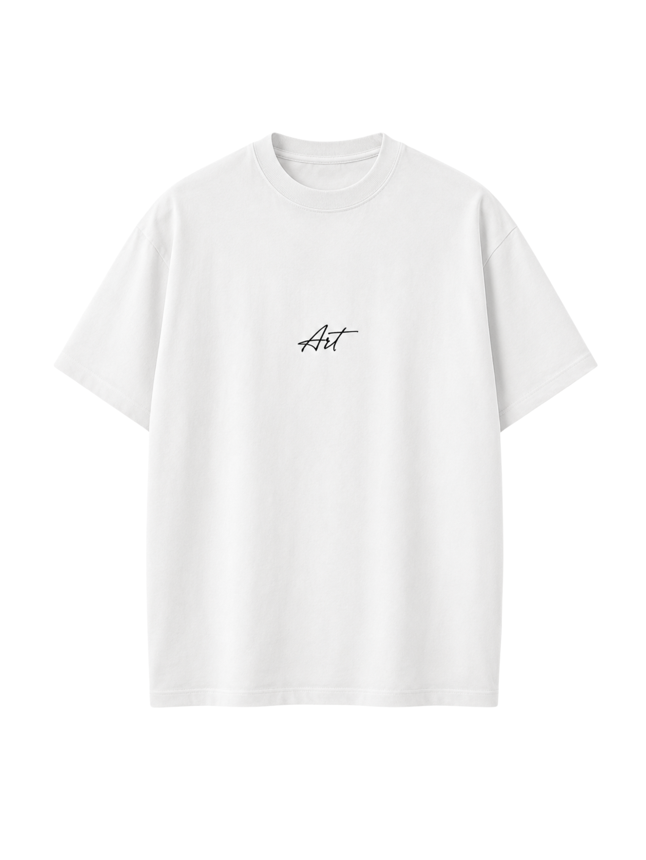 Undying Canvas oversized white t-shirt featuring minimalist Art typography on the front by SYIN & SYRAH