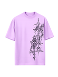 Thorned Oath oversized lavender t-shirt with gothic black front artwork by SYIN & SYRAH